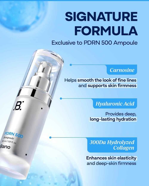 Bano PDRN 500 Ampoule – Firming & Hydrating Serum with PDRN, Peptides, Collagen & Hyaluronic Acid | Korean Skincare for Sensitive Skin | Fragrance-Free | 1.01 fl oz
