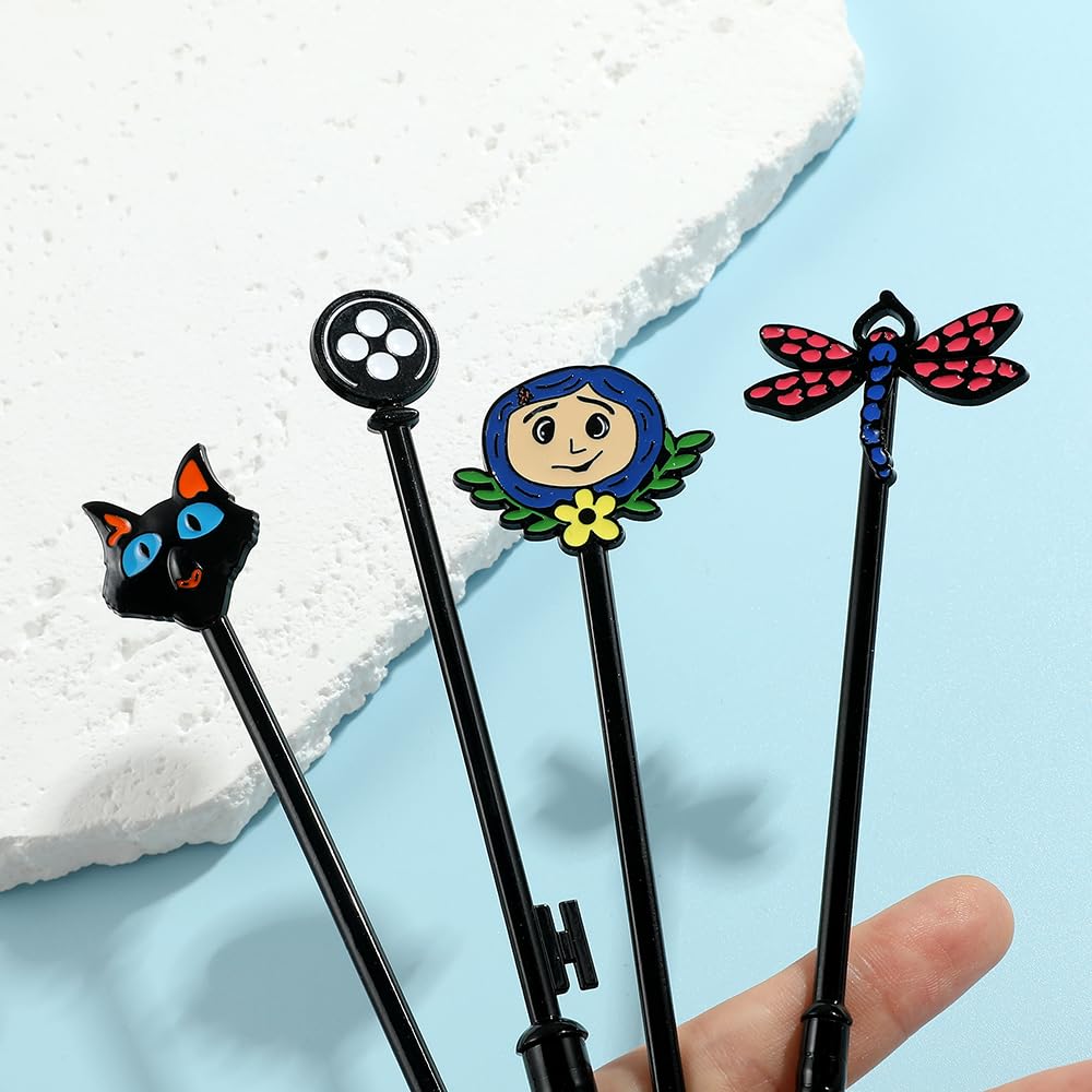 Anime Coraline Makeup Brushes Set - Metal Horror Movie Figure Makeup Brushes Halloween Cartoon Eyeshadow Brush For Women Girls Gift