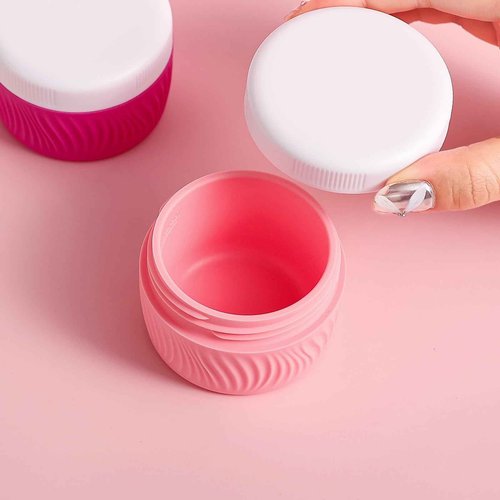 Kuangre Travel Containers for Toiletries, Silicone Cream Jars BPA-Free, TSA Approved 2oz Travel Size Containers, Leak-proof Portable Size Silicone Jars with Lid for Face Hand Body Cream (4 Pack)