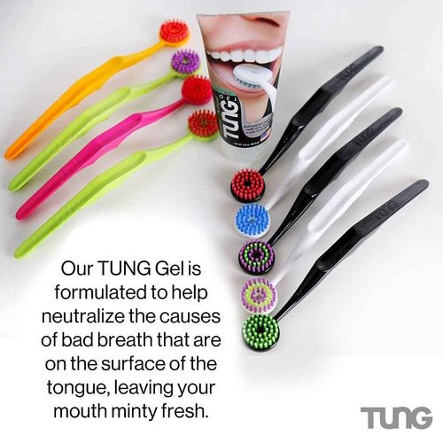 Tung Tongue Gel, Natural Mint Blast Tongue Cleaner Paste, Bad Breath Odor Eliminator, Halitosis Defense, BPA Free, USA Made (4-Pack)