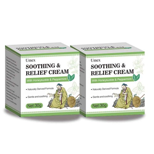 Umex Intensive Itch Relief Cream - Daily Moisturizing Lotion for Sensitive Skin, Soothes Dry & Flaky Skin, Non-Greasy & Fragrance-Free 2PCS(60g/2.12oz)