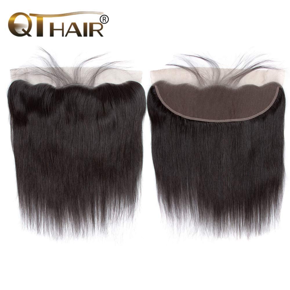 QTHAIR 14a Brazilian Straight Human Hair Transparent HD Lace Frontal (16" 13x4 Lace Frontal) 13x4 Ear to Ear Lace Frontal Straight Frontal Pre Plucked Natural Hairline Baby Hair