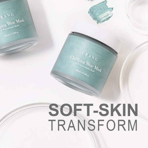 URANG Clarifying Blue Face Mask 3.55 oz | Wash-Off, Clarifying & Exfoliating Blue Clay Face Mask With Jojoba Beads | Reduce Acne, Blackheads & Tighten Pores | Safe For All Skin Types Dry & Sensitive