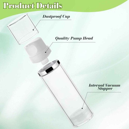 4 Pcs 150ml/5oz Airless Pump Jar Refillable Vacuum Pump Dispenser Bottles Travel Cosmetic Containers for Lotion Essence Shampoo Toiletries (Pack of 2)