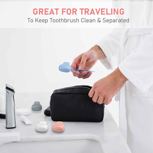 Dokeluk Toothbrush Covers Caps Family Pack:Tooth Brush Coveres Travel Case Protector Plastic Clip for Household Travel, Fits Electronic and Manual Toothbrushes for Adults Kids (4PACK)