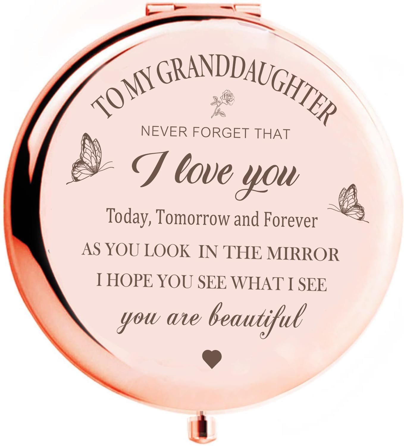 KGKAIMIZL Granddaughter Compact Mirror Gifts from Grandma and Grandpa, Gifts for Granddaughter, to My Granddaughter Rose Gold Compact Mirror, Birthday Gifts for Granddaughter, Granddaughter