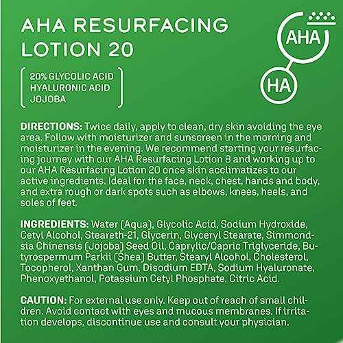 DCL Skincare AHA Resurfacing Lotion 20 with 20% Glycolic Acid, 1.7 Fl oz