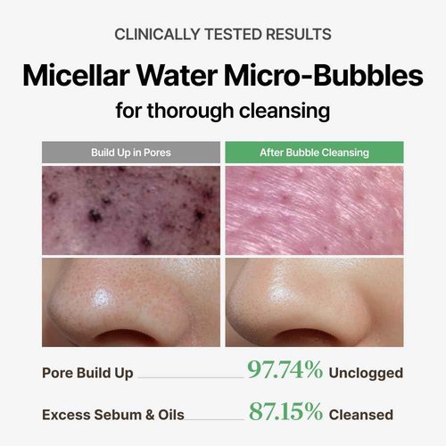 MENOKIN Cotton Cloud Bubble Cleanser [Pore Clear] Green Clay, Low pH, Deep Pore Cleanser for Sensitive Skin, Hydrating & Non-Stripping, Gentle Face Wash, Foaming bubbles, Korean Skincare 5.07 fl oz