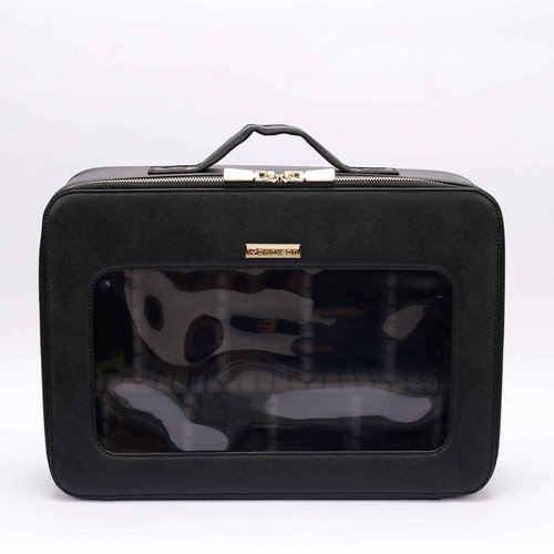 ROWNYEON Large Makeup Train Case Travel Clear Eva Makeup Bag Organizer Visible Waterproof Tpu 16.1" Comestic Bag For Womens