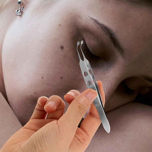 FOMIYES 2pcs Stainless Steel Meibomian Expressor Forceps for Eyelid Massage Eye Care Tweezers for Blockage Removal Compact Design for Home Travel Use
