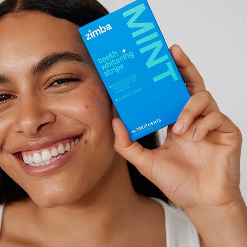 Zimba Teeth Whitening Strips for Teeth Sensitive, White Strips for Teeth Whitening, Teeth Whitener Stain Remover 28 White Strips Included Per Pack, 2 Pack (14 Day Treatment), Mint and Peach