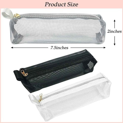 JOINDO Mesh Makeup Brush Bag, 3Pcs Mesh Cosmetic Bag, Portable Travel Cosmetic Pouches for Makeup Brushes, Small Items, and Purse Organization，Pencil Pouch