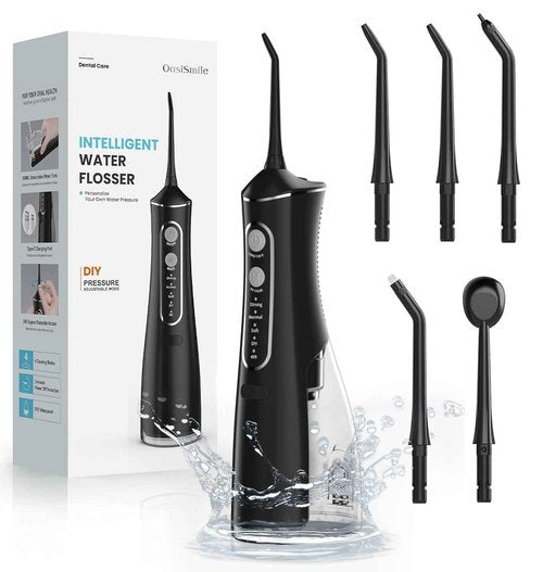 OasiSmile Water Flosser for Teeth Cleaning, 300ML Portable Cordless Oral Irrigator with DIY Strength, 4 Modes, IPX7 Waterproof & 30-Day Battery, 2-Min Smart Timer for Home/Travel Dental Care