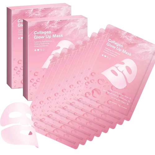 baioribe Qu𝖆𝖘𝖎Bio-Collagen Face Mask Overnight, Hydrating Korean Sheet Mask, Collagen Glow Up Firm Skin Deep Hydrating Masks for Pore Minimization - Glow like Glass Skin (2 Box (8 Pcs))