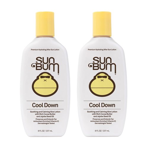 Sun Bum Cool Down Aloe Vera Lotion Vegan After Sun Gel With Cocoa Butter To Soothe and Hydrate Sunburned Skin, 8 oz (Pack of 2)