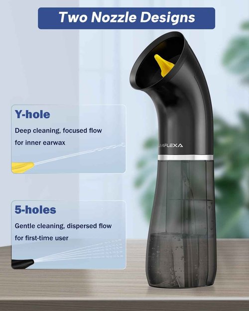 Lumiflexa Ear Wax Removal, Ear Wax Removal Kit with 250ML Dual Water Tank Design, 4 Water Pressures for Powerful Cleaning, 8 Soft Earbuds, Type-C Charging,IPX7 for Safe and Effective Earwax Flushing
