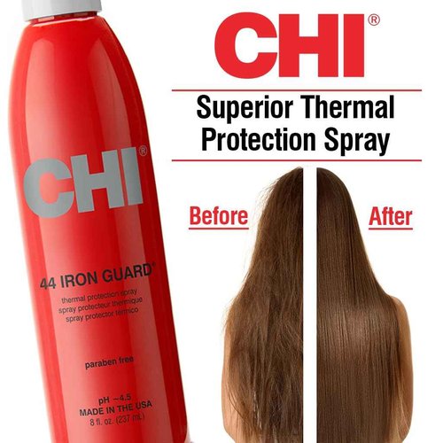 CHI Silk Infusion, 12 FL Oz (Pack of 1), Packing May Vary & 44 Iron Guard Thermal Protection Spray, Clear, 8 Fl Oz
