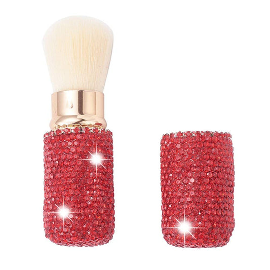 XhuangTech Bling Make Up Brush Crystal Makeup Travel Brushes Blusher Rhinestone Cover Foundation Highlight Blush Cosmetic Tools (Red)