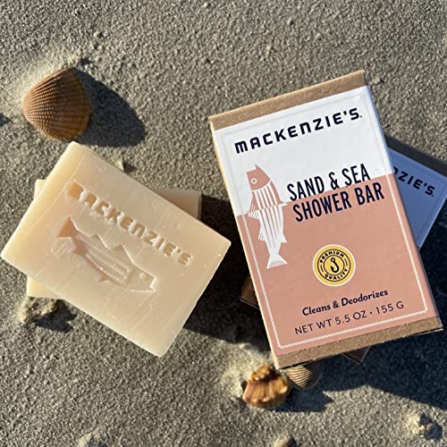 MACKENZIE'S Sand & Sea Shower Bar 5.5 oz - Gifts for Fisherman, Cooks & Gardeners, Beach Life, Ocean Lovers, Moisturizing Cold Process Bar Soap