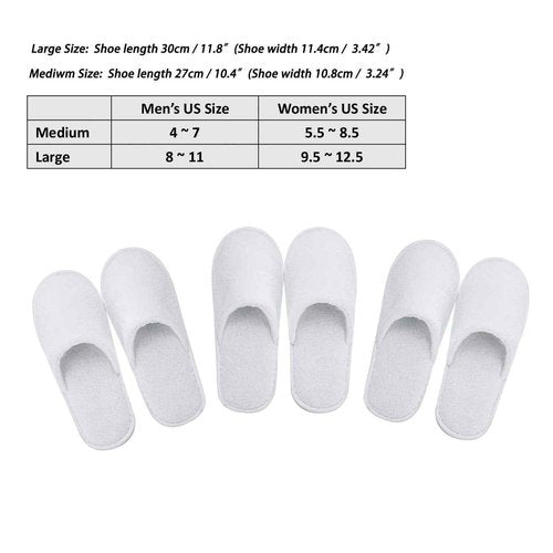 AhfuLife Spa Slippers 10 Pairs of Hotel Slippers 2 Sizes, Disposable Closed-Toe Slippers for Guest, House Slipper Non-slip Unisex for Wedding, Party, Travel, Bedroom