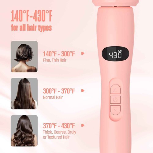 Bekind Twist Pro Upgraded Thermal Brush - 1.5 Inch Versatile Heated Round, Hot Air, Effortless Blowout Curling Hair Styling Tools, Negative Ion Blow Out Hot Round Brush, 20s Fast Heats (Peach)