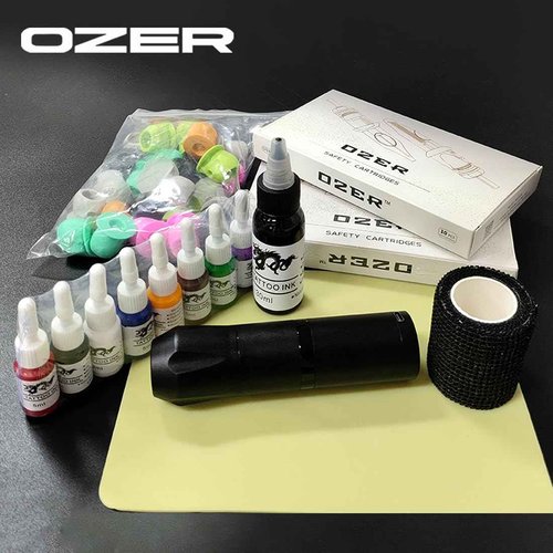 OZER Wireless Tattoo Pen Tattoo Machine Kit Tattoo Gun Kit Ink Cartridge Needle Beginner Rotating Tattoo Machine Pen Kit