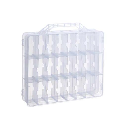 AISLE 3 ESSENTIALS Nail Polish Organizer for 48 Bottles, Double-Sided Display Case with Adjustable Dividers, Clear Storage Box with Secure Latches, Portable Storage Box for Travel