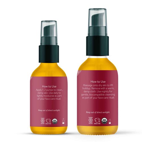 Badger Rose Cleansing Oil & Rose Face Oil - USDA Organic Cleansing & Moisturizing in Glass Bottles