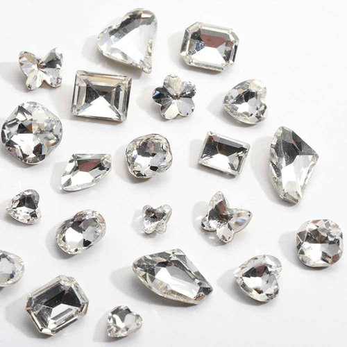 48Pcs Mix Clear White Nail Rhinestones Nail Charms,3D Heart Butterfly Nail Gems Charms for Nails Luxury Shiny Star Flower Nail Crystals Nail Charm for Women Nail Designs Nail Supplies Nail Accessories