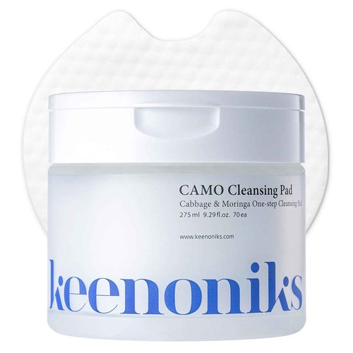 keenoniks One-step Korean Cleansing Pad- Deep Cleans, Smooths & Hydrates Skin in 30 Seconds | Gentle Exfoliating Dual Pads, 3.2 Inch XL Size (70 Pads)