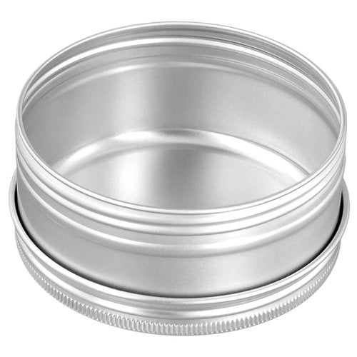 LEXININ 50 Pack Aluminum Tin Cans, 5 Oz Screw Top Tin Jar Containers, 3.26 x 1.5 Inch, Silver