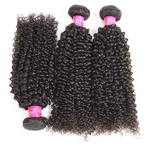 ISEE Hair Virgin Malaysian Deep Curly Jerry Curly Human Hair 3 Bundles,100% Unprocessed Human Hair Extensions Natural Black Can Be Dyed 14 16 18inches