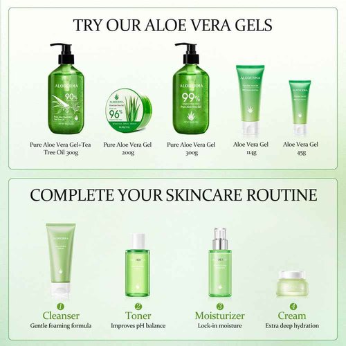 All Purpose Pure Aloe Vera Gels Set - 3 Pieces - 300g Aloe Vera Gel and 114g Aloe Vera Gel x 2pcs