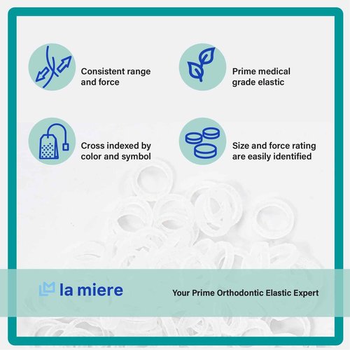 Clear Non-Latex 100 counts, Intraoral Elastic Bands Orthodontic Elastics Dental Rubber Bands Made in US Medium 3/16'', Clear