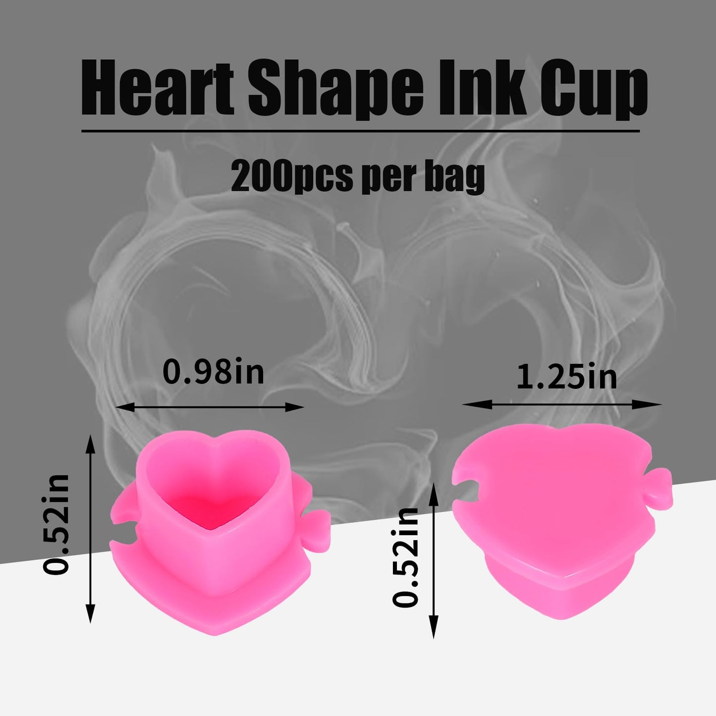 YILONG Heart Tattoo Ink Caps With Base 200PCS Disposable Pigment Holder Clear Plastic Pigment Cups Tattoo Accessory Tattoo Supplies Tattoo Kits,Pink