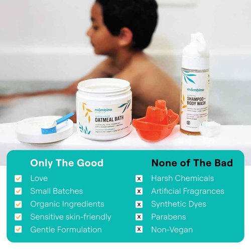 Mambino Organics Soothing Bath Set, Organic Oatmeal Bath Soak, Soothe Me Shampoo & Body Wash, and Calming Oil, Gentle for Sensitive Skin, Vegan, Baby Bath Essentials, 3-Pack, 5.5 oz Each