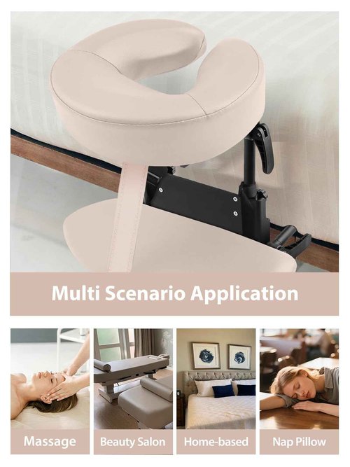 EBANKU Massage Face Cradle Cushion for Massage Tables, Massage Universal Crescent Headrest Face Rest Cushion/face Pillow for Massage Table-Beige
