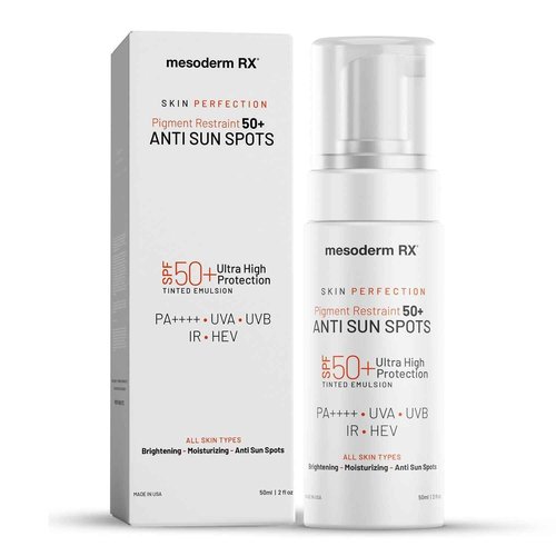 Mesoderm RX Pigment Restraint Anti Sun Spots Ultra High Protection Pigment Control-Protects Skin against Blue Light UVB, UVA, HEV, IR-Facial Sunblock, 50ml