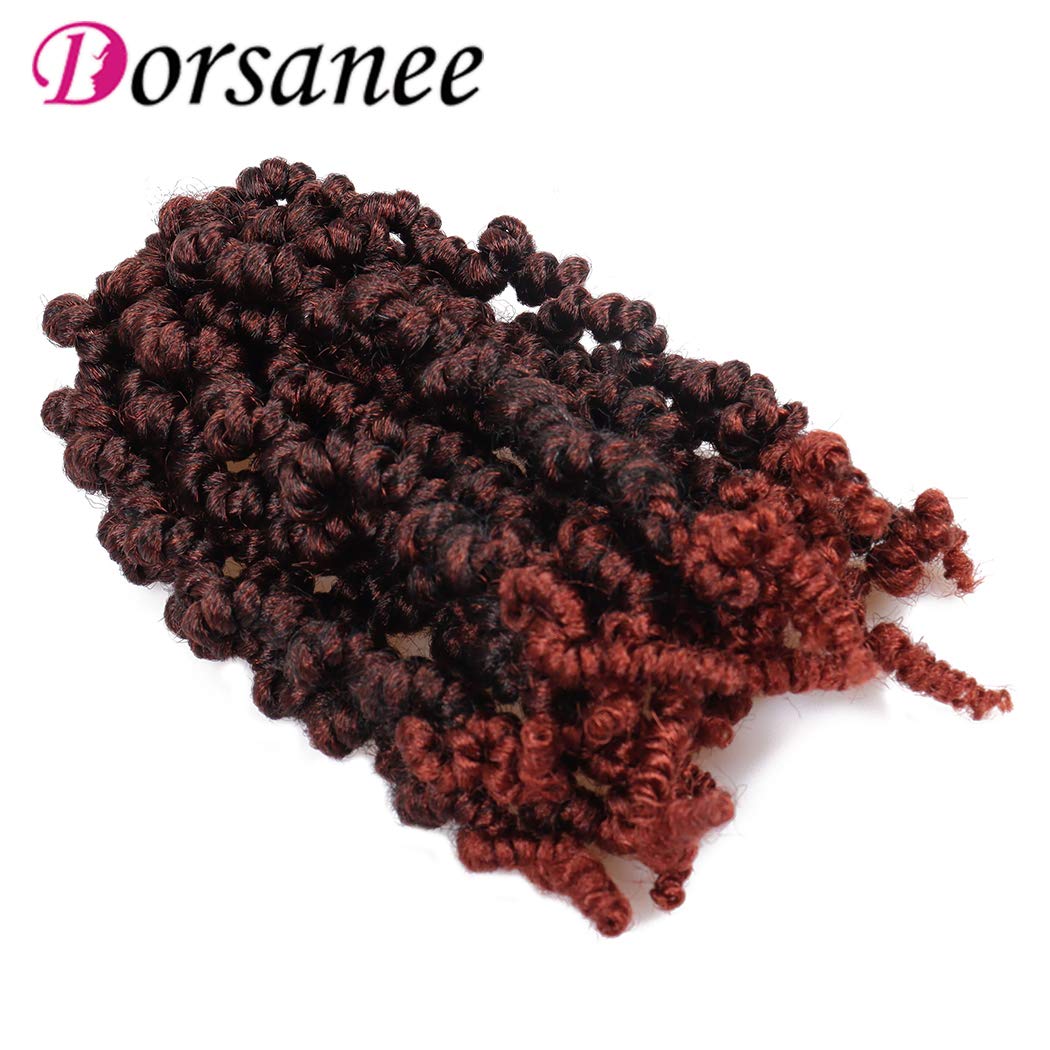 Dorsanee Pre-twisted Spring Twist Crochet Hair 8 Inch 4 Packs Short Curly Crochet Hair Pre Looped Crochet Braids Mini Passion Twists Fluffy Twist Synthetic Hair Extensions (8 Inch,T350#)