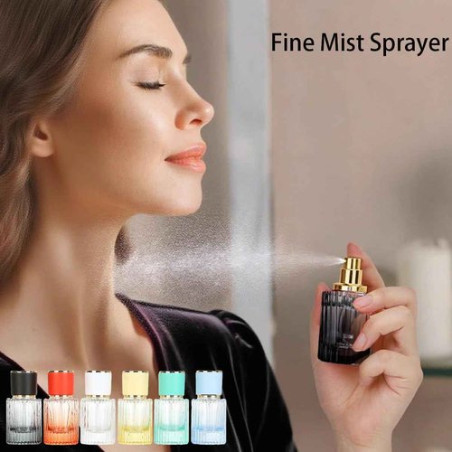 PLINNILUY 6 Pcs 30ml/1oz Empty Perfume Spray Bottles, Refillable Perfume Spray Bottles, Glass Fine Mist Atomizers, Gradient Color Travel Fragrance Containers for Perfume and Cologne(F)