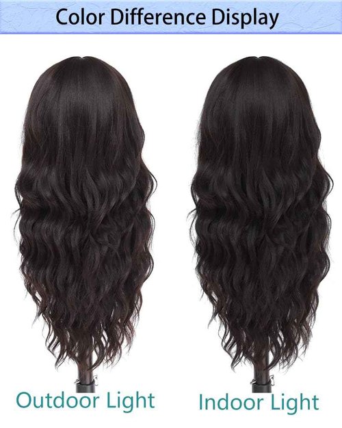 Long Brown Wig for Women 26Inch Wavy Curly Dark Brunette Hair Wigs Synthetic Hair Replacement Heat Resistant Hair Wig for Daily Party Use