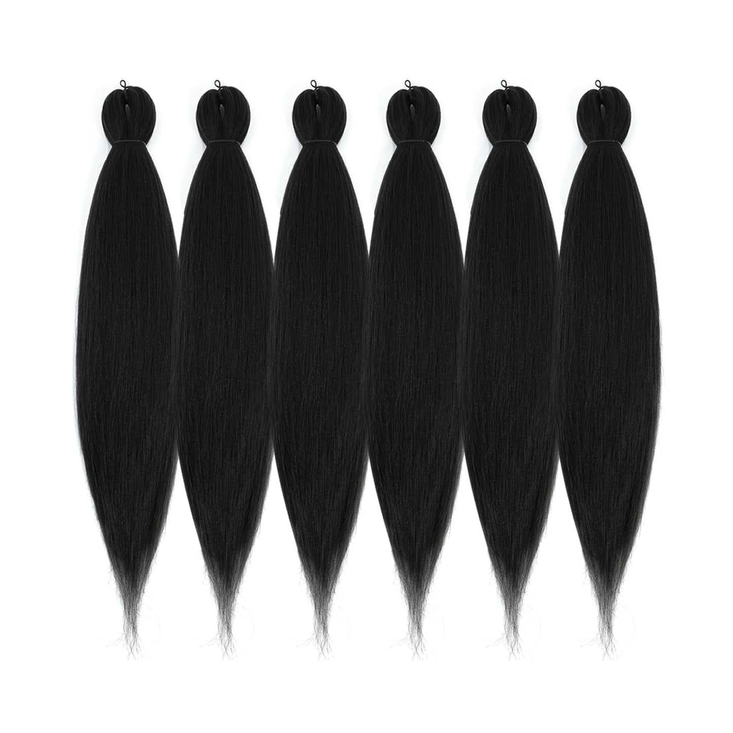 DIFUNEE Pre-stretched Braiding Hair - 16 Inch 6 Packs Natural Black Short Braiding Hair For Twist or Box Braids, Yaki Texture Hot Water Setting Synthetic Braiding Hair Extensions (16 Inch, 1B-6P)