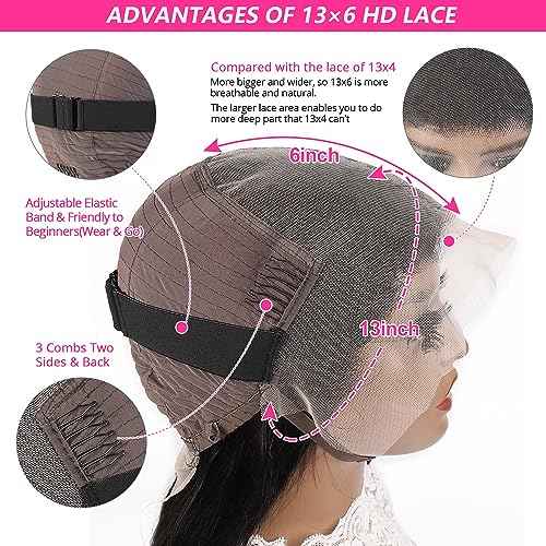 Lace Front Wigs Human Hair: 13x6 Deep Wave Lace Frontal Wigs Human Hair Glueless Wigs for Women 180% Density HD Transparent 26 Inch Deep Curly Lace Front Wig Human Hair Pre Plucked with Baby Hair