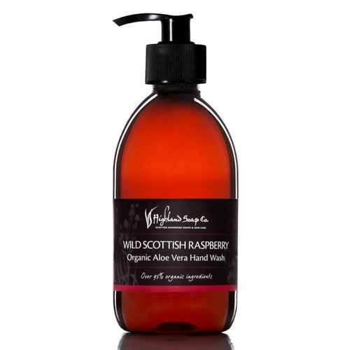 The Highland Soap Company, Organic Aloe Vera Hand Wash, Wild Scottish Raspberry, 10oz Bottle (Pack of 1)