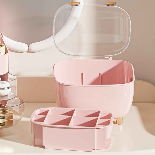 Anylady Lipstick Organizer For Vanity - Detachable Perfume Organizer (Thicken Upgraded), Lipstick Holder With Cover, Cosmetic Organizer (Pink)