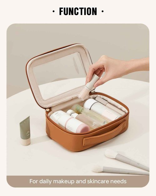 EACHY Clear Makeup Bag Cosmetic Organizer, Waterproof Travel Cosmetic Case with Zipper for Women, Transparent Toiletry and Skincare Pouch, Portable Car or Purse Bag for Travel Essentials