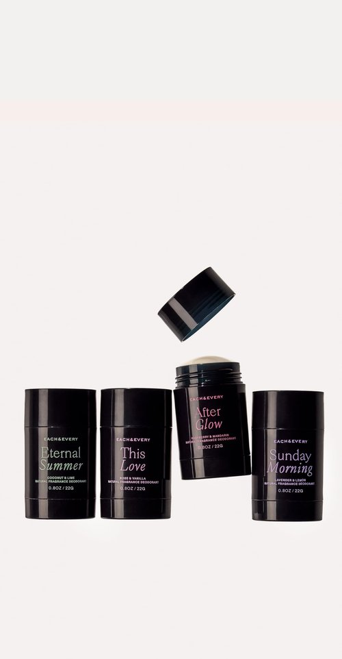 Each & Every All Natural Deodorant for Women & Men - Sensitive Skin, Plant-Based Aluminum-Free Deodorant, Travel Size - Multiple Scents (4 Pack, 0.8oz)