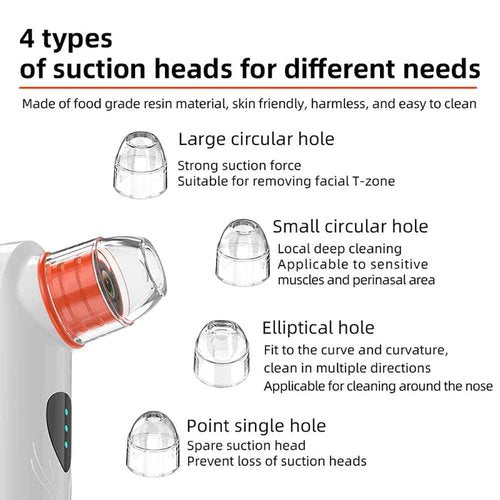 Blackhead Remover Vacuum,Blackhead Remover Tool with HD Camera & USB Charging - Pimple Extractor Vacuum,3 Stops & 4 Suction Heads Pore Extractor (White) (White)