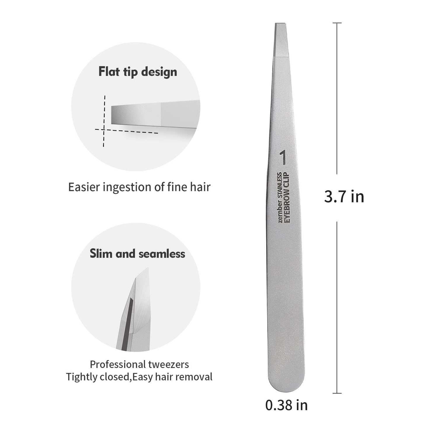 Stainless Steel Precision Eyebrow Tweezers Flat Tweezers for Eyebrows for Women-for Facial Hair and Ingrown Hair Removal Beauty Tools