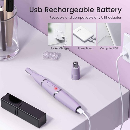 Yinowt Ear and Nose Hair Trimmer for Women, 2025 Professional Painless 2 in 1 USB Rechargeable Eyebrow & Facial Hair Trimmer, Precision Tool with Powerful Motor and Dual-Edge Blades, IPX7 Waterproof